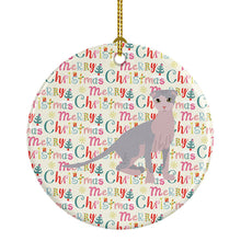 Load image into Gallery viewer, Ukrainian Levkoy Cat Christmas Ceramic Ornament