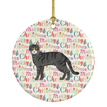 Load image into Gallery viewer, Tricolour Aegean Cat Christmas Ceramic Ornament