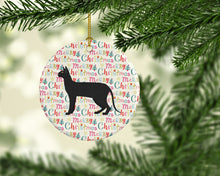 Load image into Gallery viewer, Black Cornish Rex Cat Christmas Ceramic Ornament