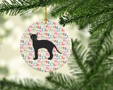 Load image into Gallery viewer, Black German Rex Cat Christmas Ceramic Ornament