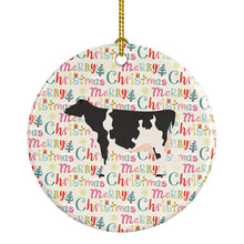 Load image into Gallery viewer, Holstein Cow Christmas Ceramic Ornament