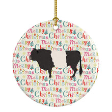 Load image into Gallery viewer, Belted Galloway Cow Christmas Ceramic Ornament