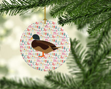 Load image into Gallery viewer, Silver Bantam Duck Christmas Ceramic Ornament