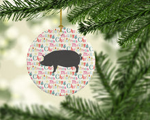 Load image into Gallery viewer, Berkshire Pig Christmas Ceramic Ornament