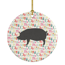 Load image into Gallery viewer, Berkshire Pig Christmas Ceramic Ornament