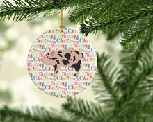 Load image into Gallery viewer, Mini Miniature Pig Christmas Ceramic Ornament