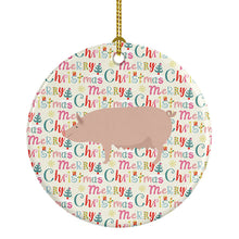 Load image into Gallery viewer, English Large White Pig Christmas Ceramic Ornament
