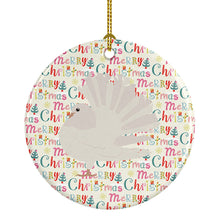Load image into Gallery viewer, Silver Fantail Pigeon Christmas Ceramic Ornament