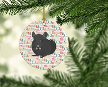 Load image into Gallery viewer, Charcoal Chinchilla Christmas Ceramic Ornament