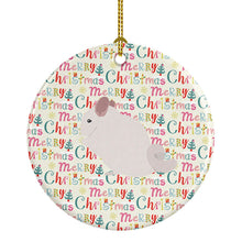 Load image into Gallery viewer, Pink and White Chinchilla Christmas Ceramic Ornament