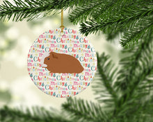 Load image into Gallery viewer, Crested Guinea Pig Christmas Ceramic Ornament