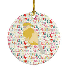 Load image into Gallery viewer, French Curly Canary Christmas Ceramic Ornament