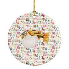 Load image into Gallery viewer, Puffer Fish Christmas Ceramic Ornament
