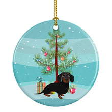 Load image into Gallery viewer, Dachshund Black and Tan #1 Christmas Ceramic Ornament
