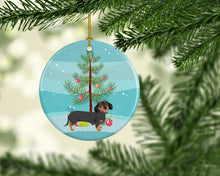 Load image into Gallery viewer, Dachshund Black and Tan #3 Christmas Ceramic Ornament