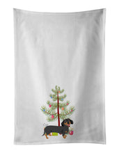 Load image into Gallery viewer, Dachshund Black and Tan #3 Christmas White Kitchen Towel Set of 2