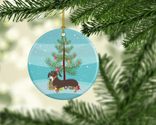 Load image into Gallery viewer, Dachshund Chocolate and Tan Christmas Ceramic Ornament