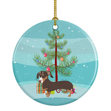 Load image into Gallery viewer, Dachshund Chocolate and Tan Christmas Ceramic Ornament