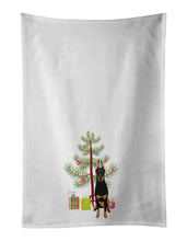 Load image into Gallery viewer, Doberman Pinscher Black and Rust Cropped Ears Christmas White Kitchen Towel Set of 2