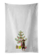Load image into Gallery viewer, Doberman Pinscher Red and Rust Natural Ears #2 Christmas White Kitchen Towel Set of 2