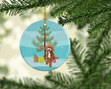 Load image into Gallery viewer, Doodle Red and White Christmas Ceramic Ornament
