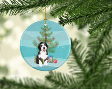 Load image into Gallery viewer, Doodle Silver and White #1 Christmas Ceramic Ornament