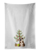 Load image into Gallery viewer, English Bulldog Chocolate Tan Christmas White Kitchen Towel Set of 2