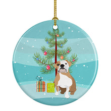 Load image into Gallery viewer, English Bulldog Fawn and White Christmas Ceramic Ornament