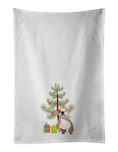Load image into Gallery viewer, English Bulldog Fawn and White Christmas White Kitchen Towel Set of 2
