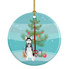 Load image into Gallery viewer, Siberian Husky Black and White #3 Christmas Ceramic Ornament