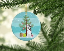 Load image into Gallery viewer, Siberian Husky Silver and White #1 Christmas Ceramic Ornament
