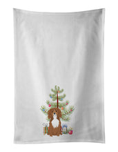 Load image into Gallery viewer, Cavalier King Charles Spaniel Ruby Christmas White Kitchen Towel Set of 2