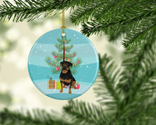 Load image into Gallery viewer, Rottweiler Black and Mahogany Christmas Ceramic Ornament