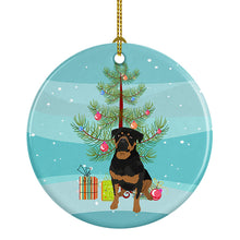 Load image into Gallery viewer, Rottweiler Black and Mahogany Christmas Ceramic Ornament