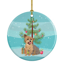 Load image into Gallery viewer, Yorkie Blue and Gold Christmas Ceramic Ornament