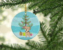 Load image into Gallery viewer, Yorkie Blue and Tan Puppy Christmas Ceramic Ornament