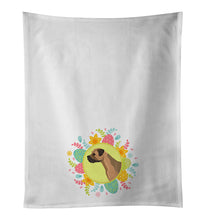 Load image into Gallery viewer, Border Terrier Easter White Kitchen Towel Set of 2