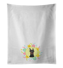 Load image into Gallery viewer, Doberman Pinscher Black Cropped Ears Easter White Kitchen Towel Set of 2