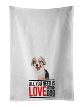 Load image into Gallery viewer, Australian Shepherd Blue Merle Puppy #1  White Kitchen Towel Set of 2
