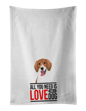 Load image into Gallery viewer, Beagle Red and White Red Ticked #2  White Kitchen Towel Set of 2