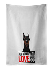 Load image into Gallery viewer, Doberman Pinscher Black Cropped Ears  White Kitchen Towel Set of 2