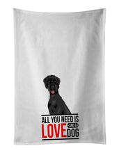 Load image into Gallery viewer, Doodle Black and Tan  White Kitchen Towel Set of 2