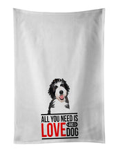 Load image into Gallery viewer, Doodle Silver and White #1  White Kitchen Towel Set of 2