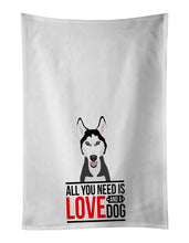 Load image into Gallery viewer, Siberian Husky Black and White #3  White Kitchen Towel Set of 2