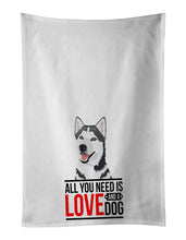 Load image into Gallery viewer, Siberian Husky Silver and White #1  White Kitchen Towel Set of 2