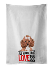 Load image into Gallery viewer, Poodle Toy Red  White Kitchen Towel Set of 2