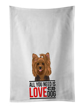 Load image into Gallery viewer, Yorkie Black and Gold #1  White Kitchen Towel Set of 2