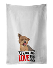 Load image into Gallery viewer, Yorkie Blue and Gold  White Kitchen Towel Set of 2