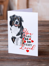 Load image into Gallery viewer, Australian Shepherd Black Tricolor #1 so Loved Greeting Cards -  Blank Note Cards – 8-Pack of Artist-Designed Cards with Envelopes