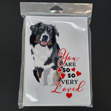 Load image into Gallery viewer, Australian Shepherd Black Tricolor #1 so Loved Greeting Cards -  Blank Note Cards – 8-Pack of Artist-Designed Cards with Envelopes